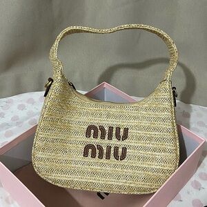 Miu Miu Straw Handle Underarm Bag